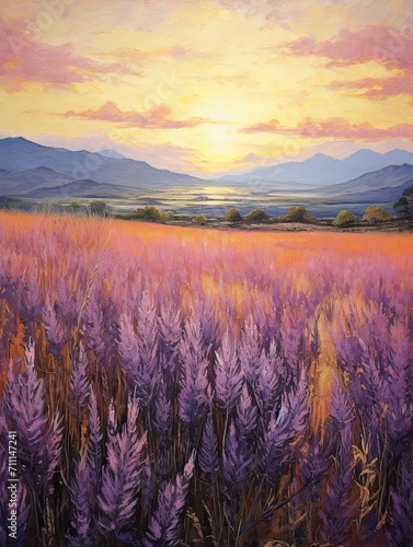 Provence Lavender Art - Landscape Canvas Prints | Vintage Painting of Wildflower Elegance