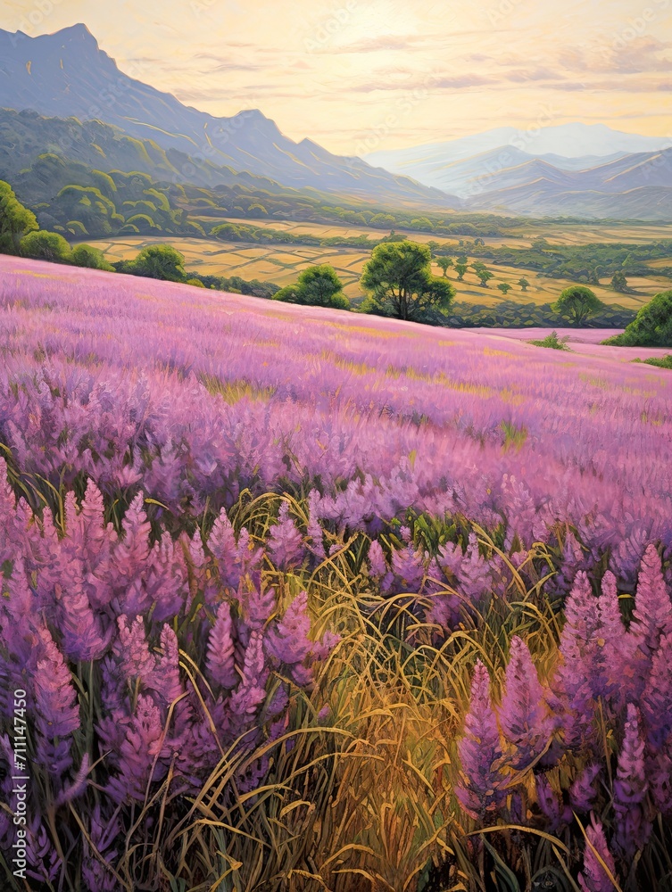 Obraz premium Provence Lavender Art: Vintage Landscape Scenes with Wildflowers - Timeless Art Print