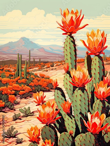 Retro Blooming Cactus Designs: Springscape in the Desert photo