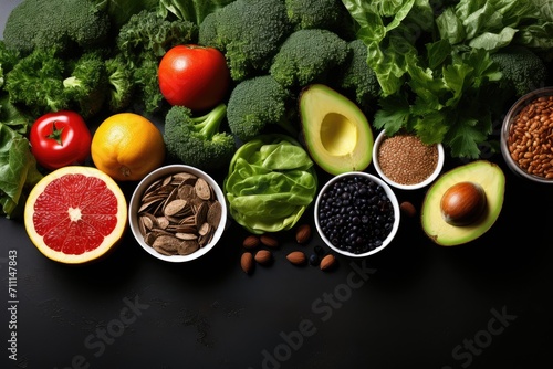 Healthy food. Healthy eating background. Fruits, vegetables, clean food.