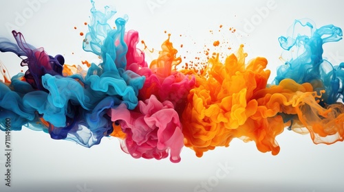 Colorful texture, background, colorful shapes of liquid on white background.