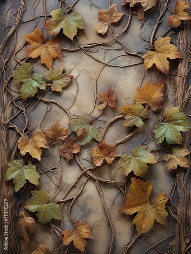 Rustic Vineyard Wall Art: Embracing the Windswept Elegance of Grape Leaves © Michael