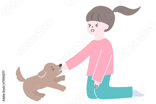 犬に噛まれた女の子　背景なし