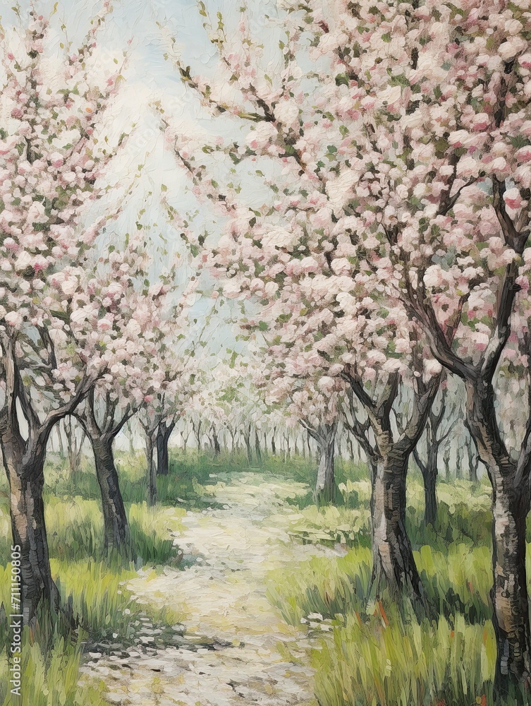 Bountiful Blooms: Shabby Chic Orchard Art & Cottage-inspired Blossoming Trees