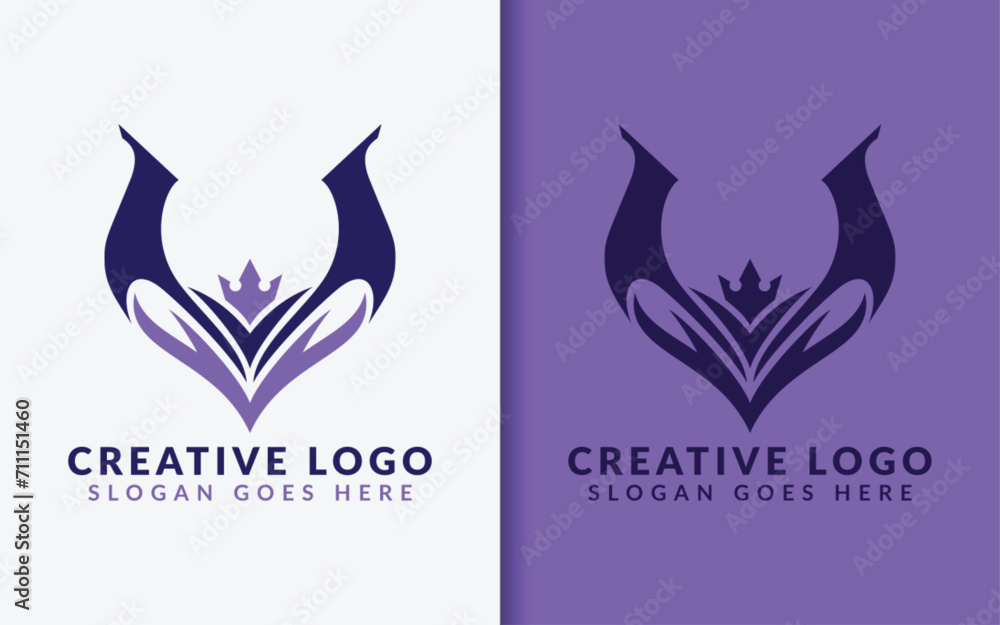 Fototapeta premium Abstract Initial letter V with Stylish Shape and Crown Combination. Minimalist Vector Illustration.