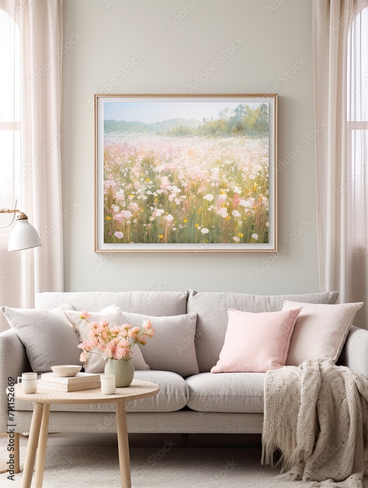Timeless Impressionist Collection: Vintage Art Print of Wildflower Fields in Soft Tones