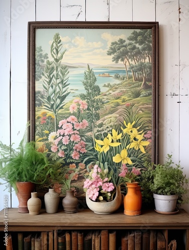 Vintage Oceanfront Canvases  Seaside Wildflower Landscape - Stunning Vintage Art Print