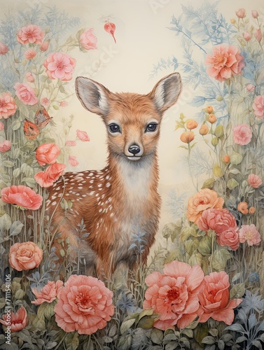 Woodland Wildlife Sketches: Vintage Wildflower Landscapes and Delicate Animal Portraits Wall Art © Michael