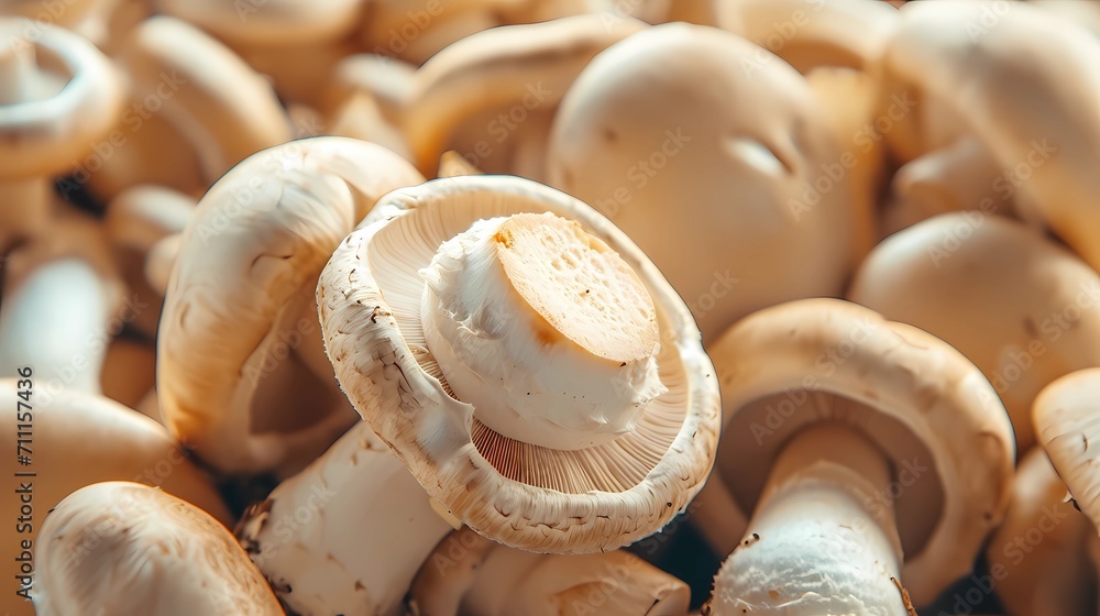 White small button mushrooms full frame