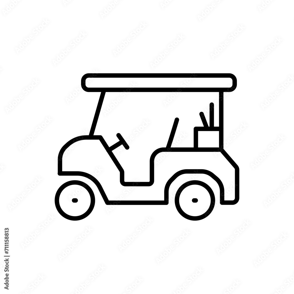 Golf car outline icons, minimalist vector illustration ,simple transparent graphic element .Isolated on white background