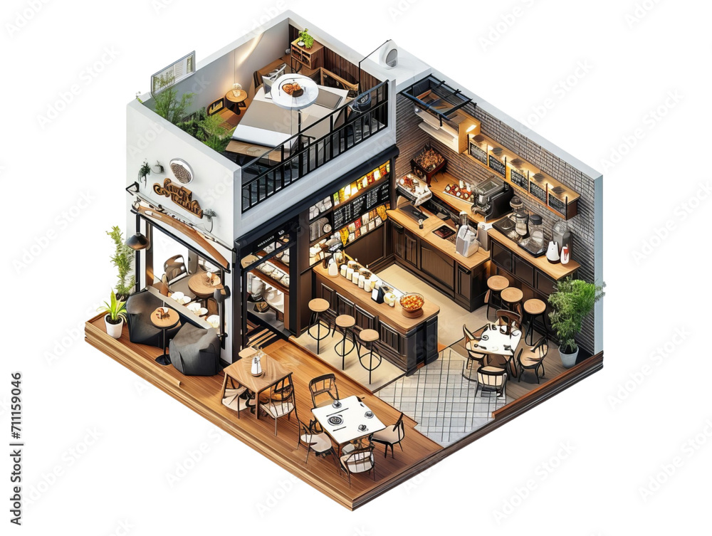 Model of Restaurant With Tables and Chairs Model of Restaurant With Tables and Chairs