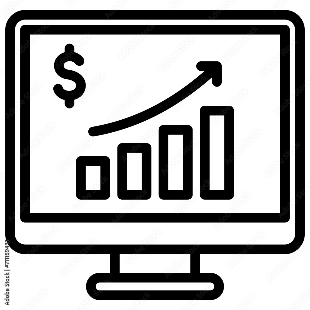 Market Trends black outline icon, related to financial strategy. Market Trends black outline icon, related to financial strategy.