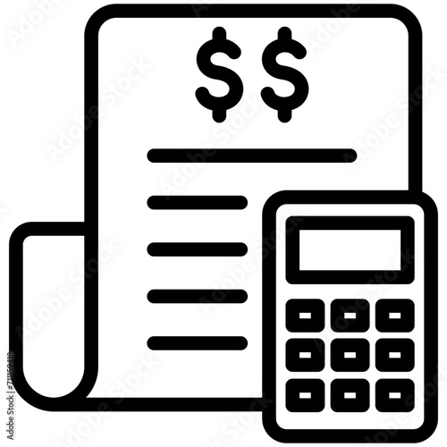 Budget Planning black outline icon, related to financial strategy.