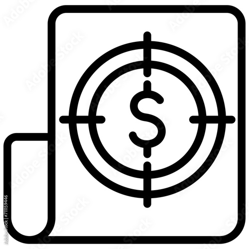 Financial Goals black outline icon, related to financial strategy.