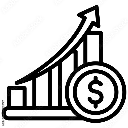 black outline icon, related to financial strategy.