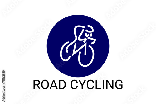 Road Cycling sport vector line icon. sportman with Road Cycling's bike. sign. sport pictogram illustration