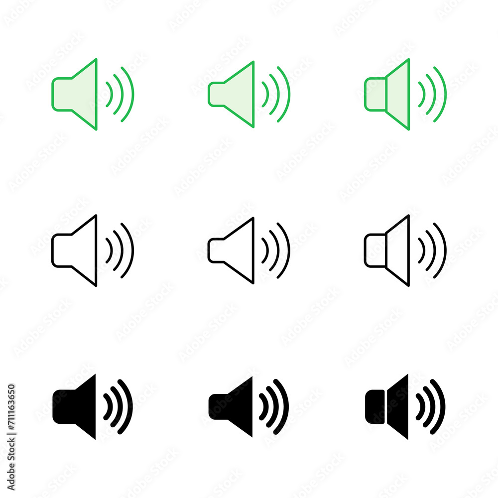 Speaker icon set. volume icon vector. loudspeaker icon vector. sound symbol Speaker icon set. volume icon vector. loudspeaker icon vector. sound symbol