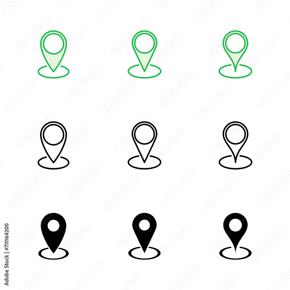 Pin icon set. Location icon vector. destination icon. map pin Pin icon set. Location icon vector. destination icon. map pin