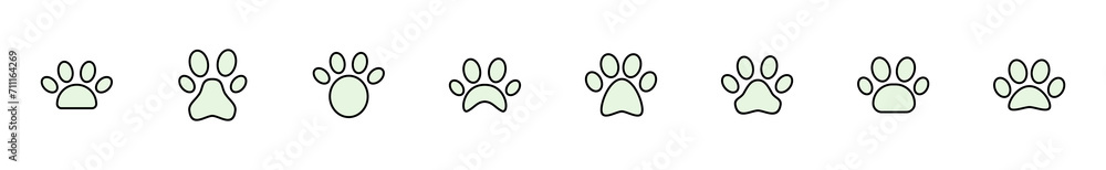 Obraz premium Paw icon set. paw print icon vector. dog or cat paw