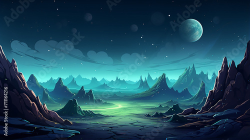 space background with landscape of alien planet © Aura