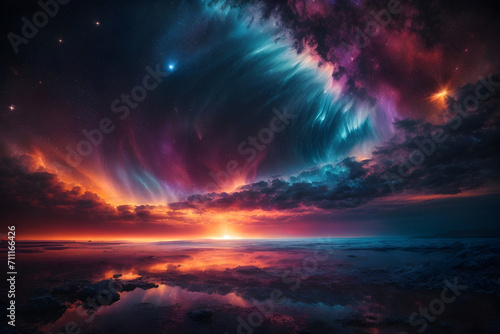 Amazing Multi Color Sky at Sunset Background or Wallpaper Generatve AI