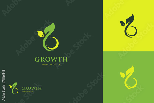 growing leaf logo icon design, circle Earth with plant graphic element, symbol, sign for green Earth Day, nature globe and greening earth logo template