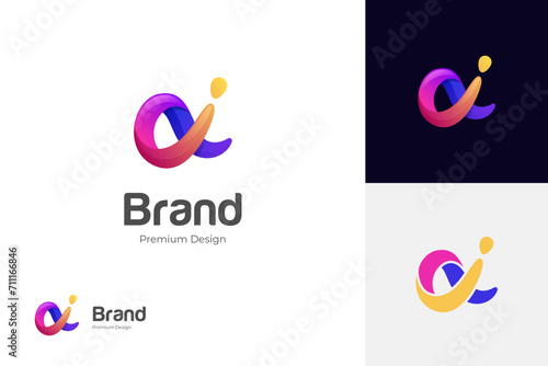letter ai lowercase identity logo design with multicolor shape icon design element, minimalist style for business technology and company identity
