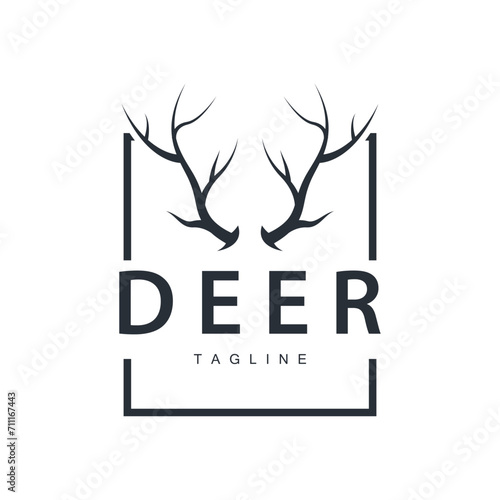 Deer Antlers Logo Design Hunter Antlers Forest Animal Symbol Illustration