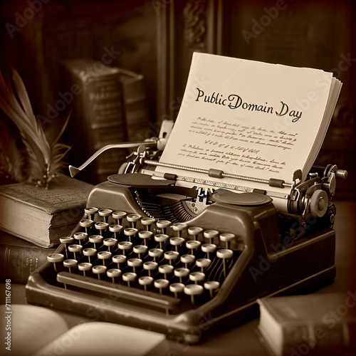 Vintage Typewriter with Public Domain Day Document
