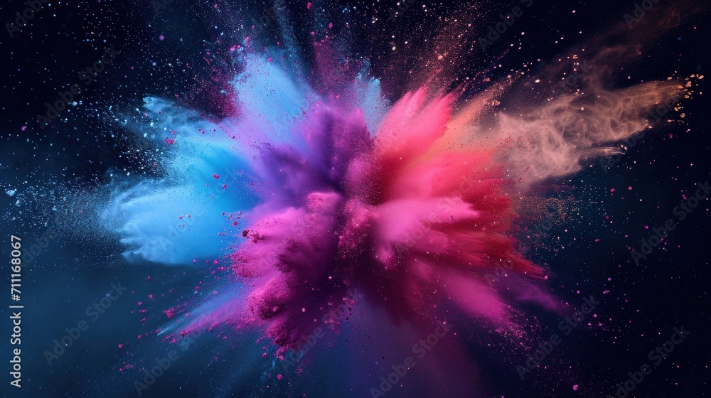Colorful powder explosion. Generative AI. Colorful powder explosion. Generative AI.
