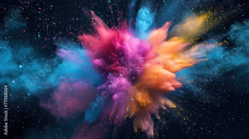 Fotografie, Obraz Colorful powder explosion. Generative AI.