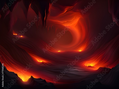 dark background with fire and smoke in the cave