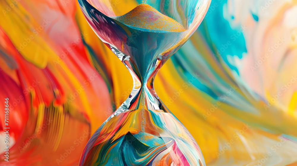 Colorful Hourglass with Swirling Patterns Colorful Hourglass with Swirling Patterns