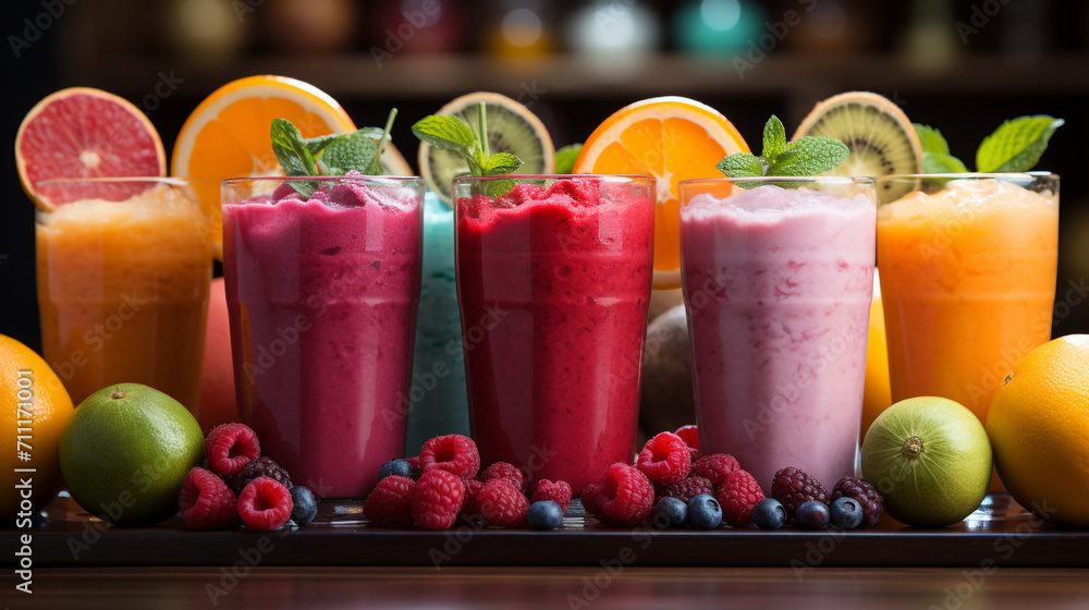 Colorful Fruit Smoothies and Juices Colorful Fruit Smoothies and Juices