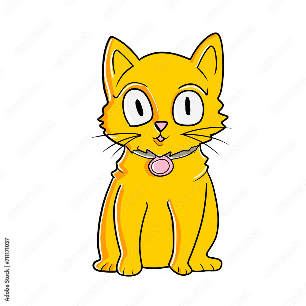 In an adorable cartoon illustration, a ginger cat sits with charm, its animated eyes fixed forward. Playful and endearing, the feline exudes a delightful presence in a whimsical sitting pose. In an adorable cartoon illustration, a ginger cat sits with charm, its animated eyes fixed forward. Playful and endearing, the feline exudes a delightful presence in a whimsical sitting pose.