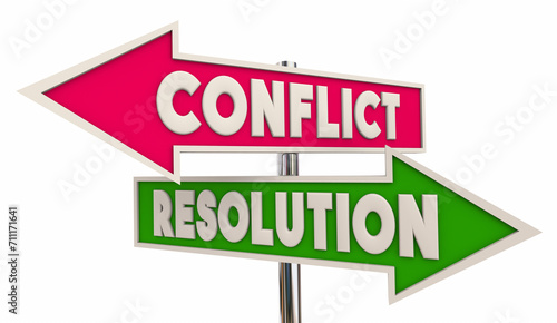 Foto Conflict Resolution Arrow Signs Mediation Service Help Resolve Dispute Two Parti