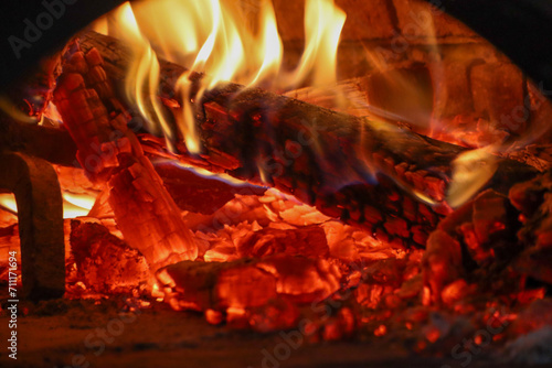 Closeup of fireplace