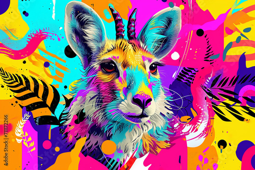 Abstract Portrait  retro and Graffiti arts  Featuring Vibrant Colors and Geometric Shapes  Perfect for Artistic Designs