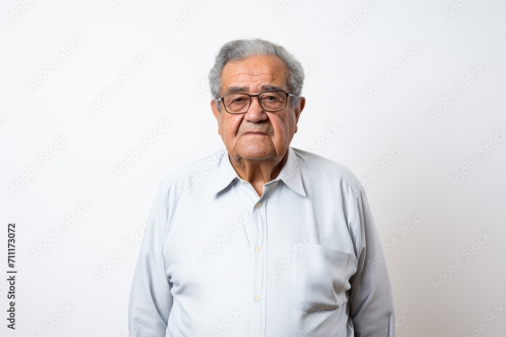 Portrait of senior Asian man with eyeglasses on white background Portrait of senior Asian man with eyeglasses on white background