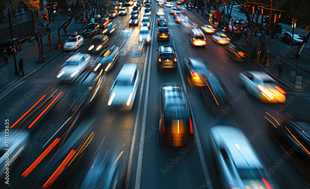 Blurred Traffic Jam, A Lot Of Cars Are Stuck In Traffic: AI Generated Image Blurred Traffic Jam, A Lot Of Cars Are Stuck In Traffic: AI Generated Image