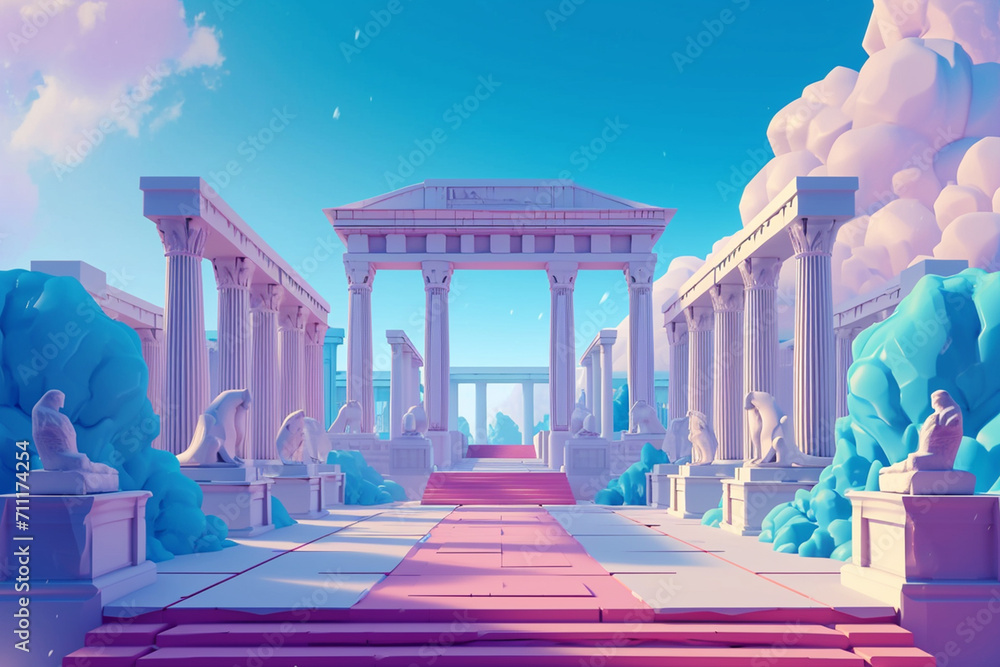 Obraz premium Game background 3d stylish architecture illustration