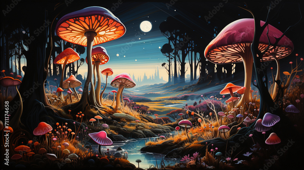 Psychedelic Mushrooms in Art - obrazy, fototapety, plakaty 