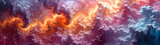 Fiery hues of orange and purple swirl together in an abstract masterpiece, as nature's canvas creates a stunning cloud formation