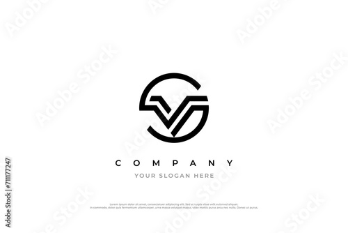 Initial Letter VS or SV Logo Design
