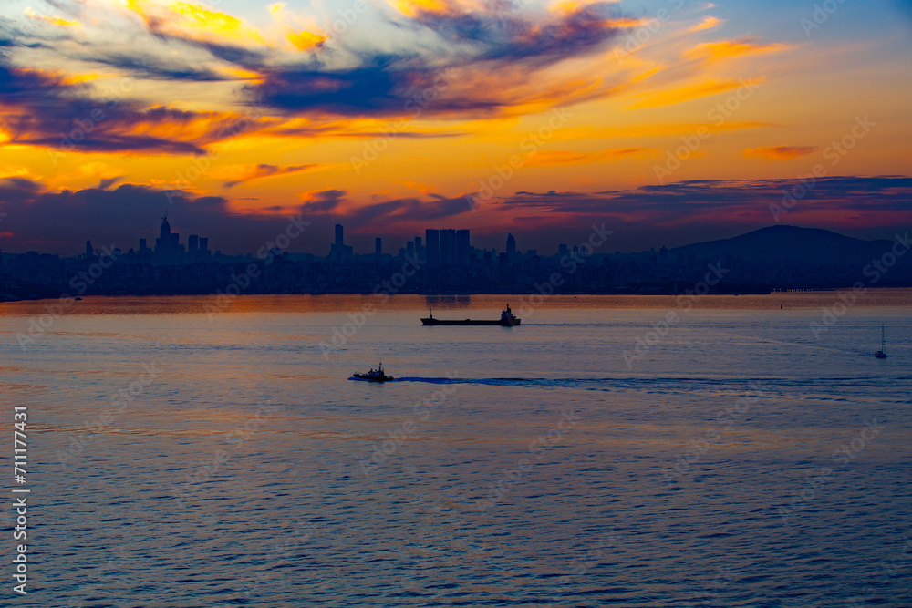 View of Istanbul Bosphorus on sunrise.