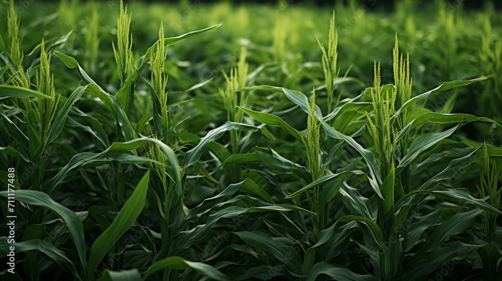 Obraz premium Green Fields Under Blue Sky Landscape