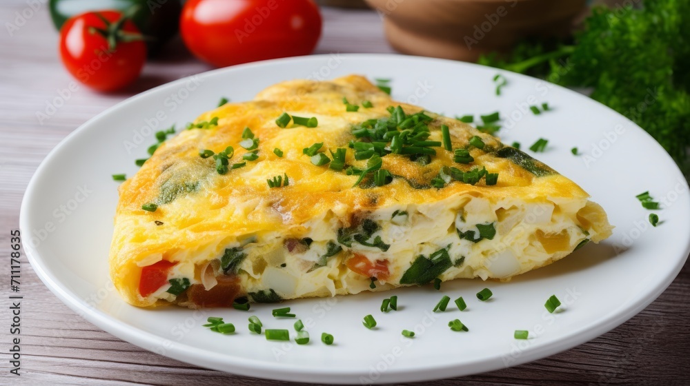 Omelette with Fresh Veggies on Plate Omelette with Fresh Veggies on Plate