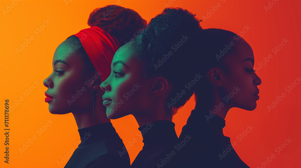 AI generated illustration of A black females profile for the Black History Month AI generated illustration of A black females profile for the Black History Month
