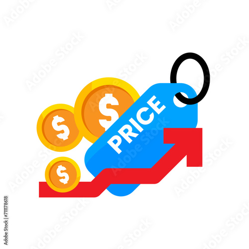 inflation, the price of goods rises concept illustration flat design vector. simple modern graphic element for landing page ui, infographic, icon