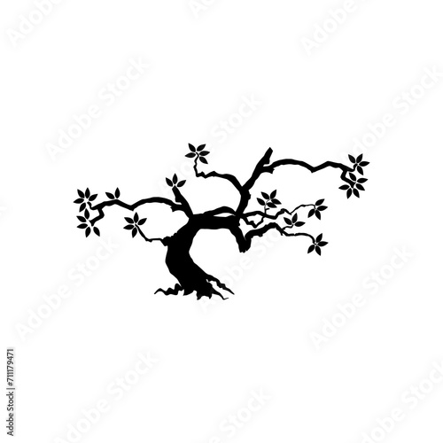 mangrove tree vector silhouette  black and white colors